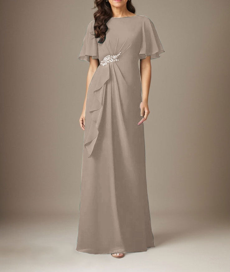 Dark Navy Sheath Beaded Chiffon Dress