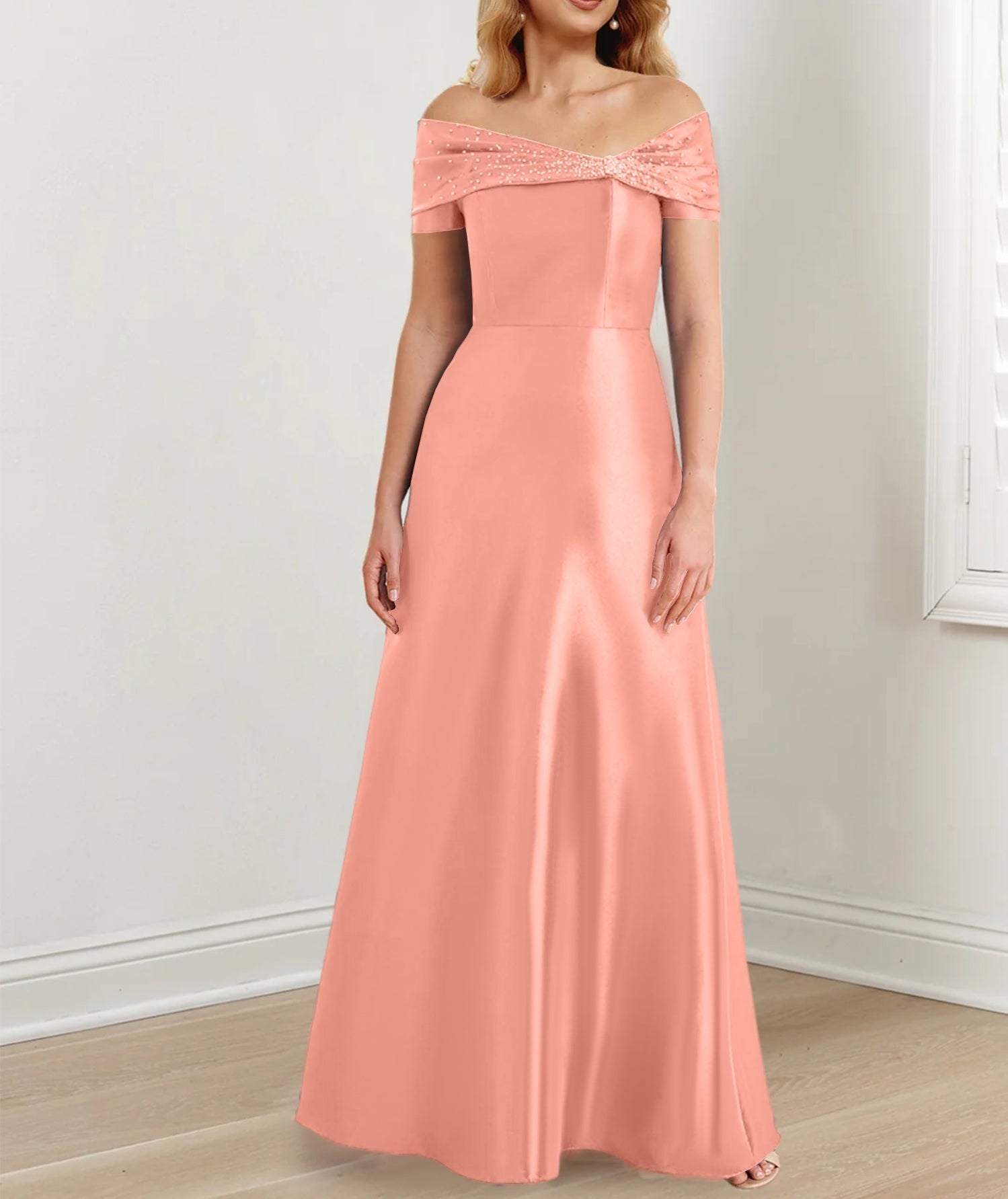 A-Line/Princess Off-the-Shoulder Floor-Length Mother of the Bride Dresses
