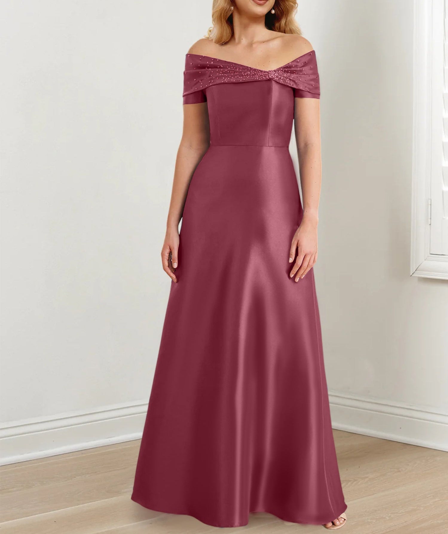 A-Line/Princess Off-the-Shoulder Floor-Length Mother of the Bride Dresses