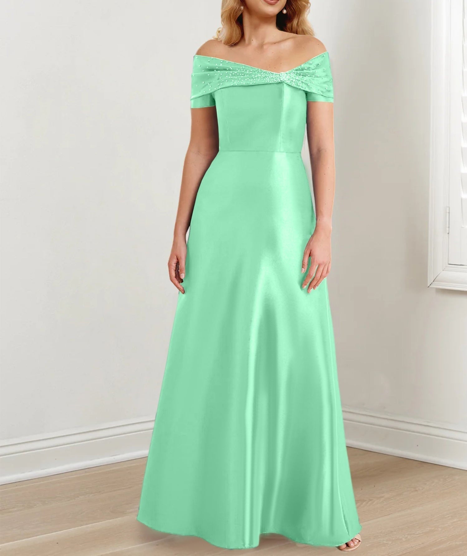 A-Line/Princess Off-the-Shoulder Floor-Length Mother of the Bride Dresses