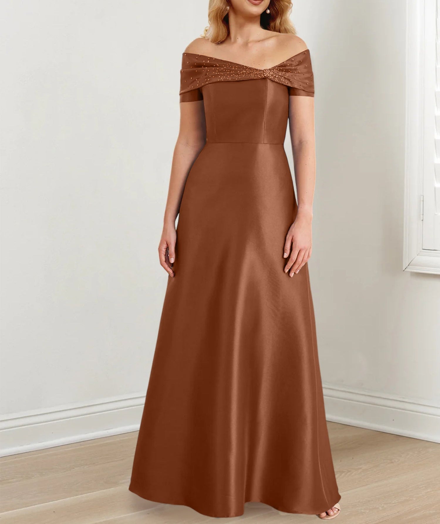 A-Line/Princess Off-the-Shoulder Floor-Length Mother of the Bride Dresses