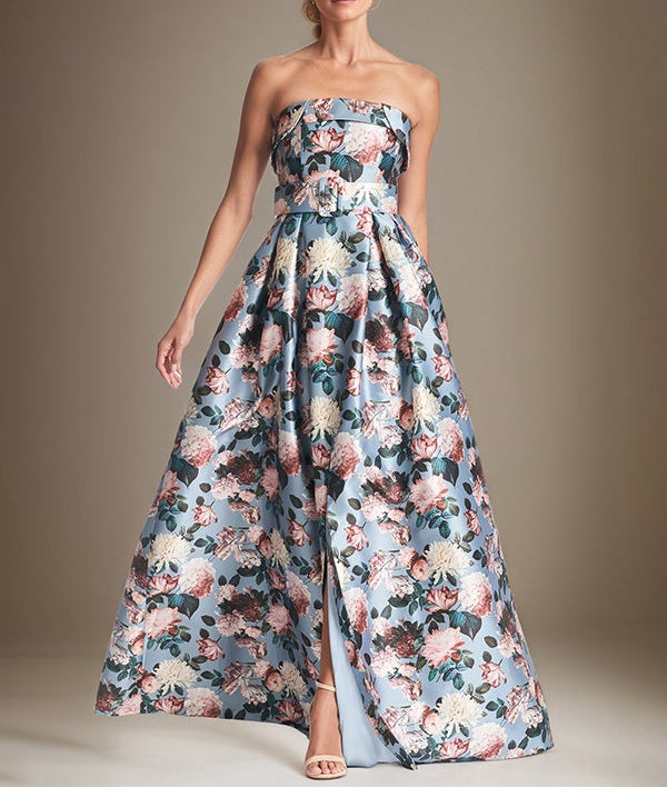 A-line Off the Shoulder Satin Floral Mother of the Bride Dress