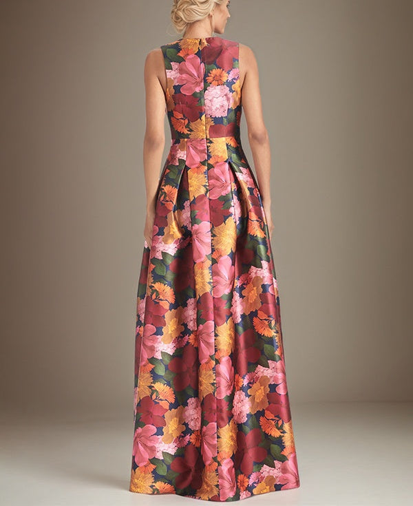 A-line V-Neck Floral Mother of the Bride Dress