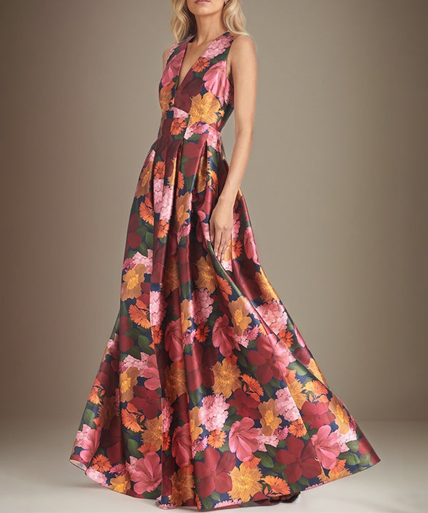 A-line V-Neck Floral Mother of the Bride Dress