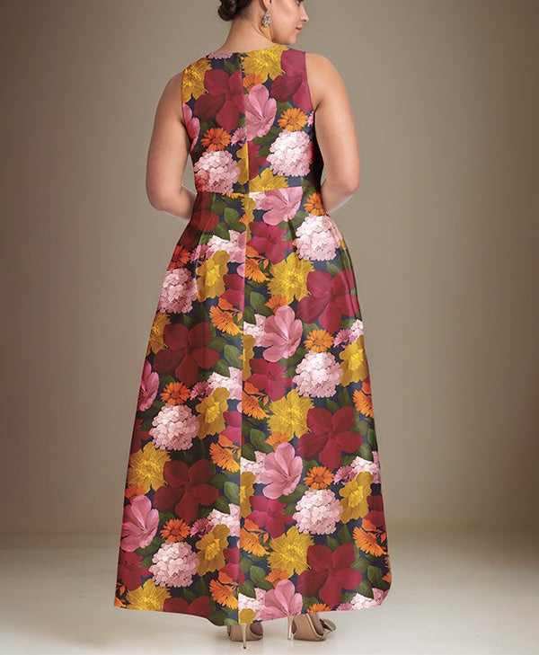 A-line V-Neck Floral Mother of the Bride Dress