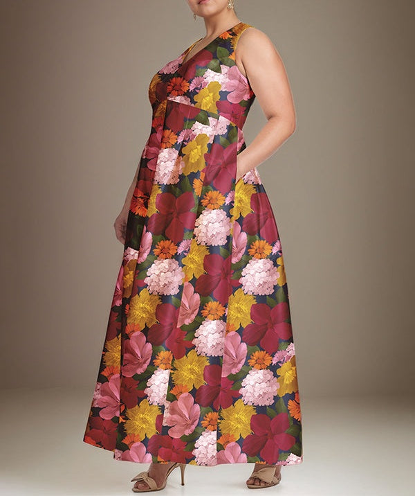 A-line V-Neck Floral Mother of the Bride Dress