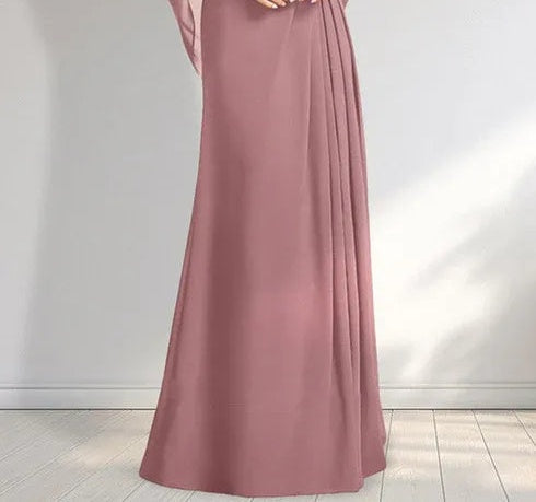 A-line Scoop Illusion Floor-Length Lace Chiffon Mother of the Bride Dress With Pleated Sequins
