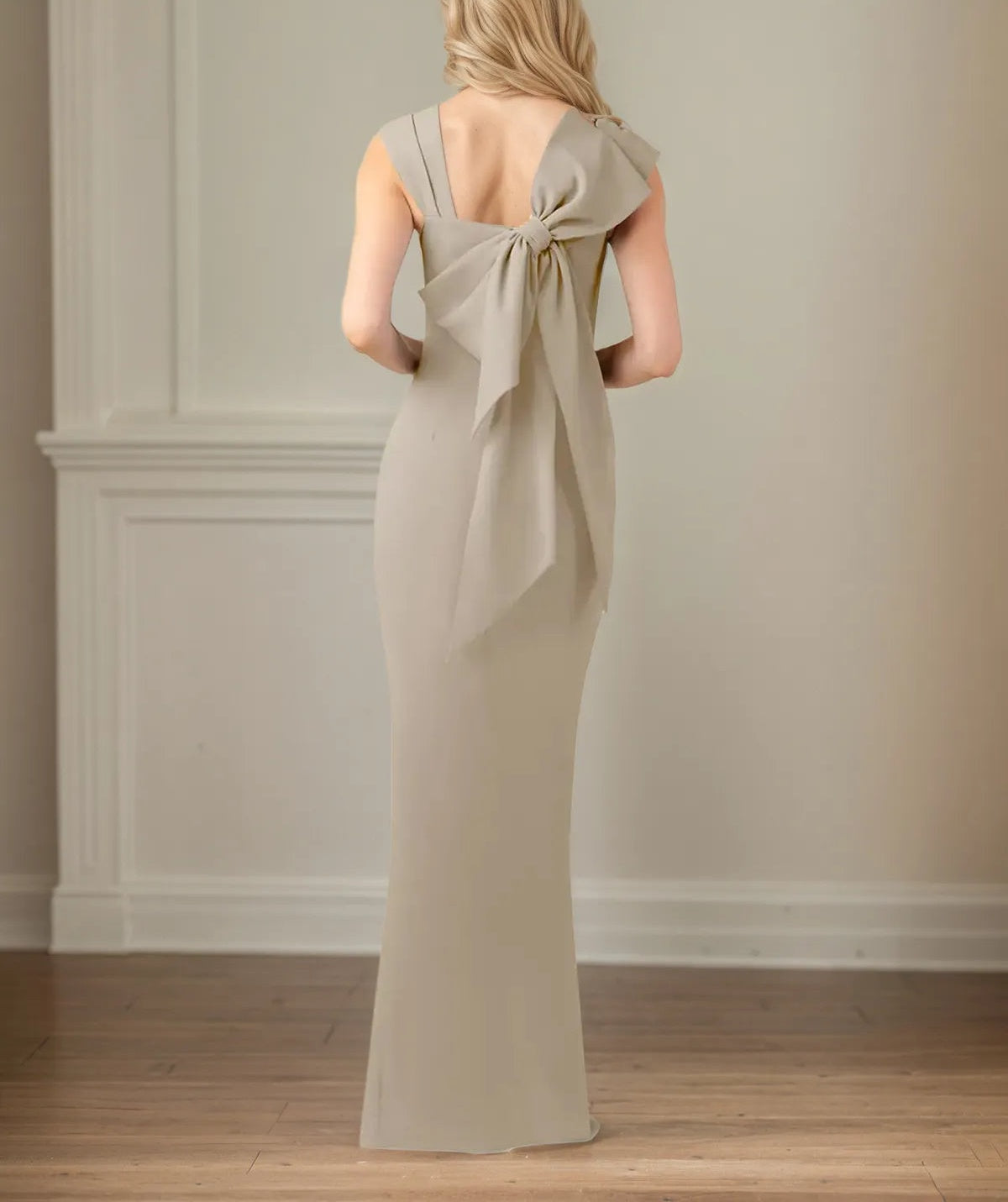 Sheath/Column Chiffon Asymmetrical Neck Sleeveless Floor Length Pleated Mother of the Bride Dresses