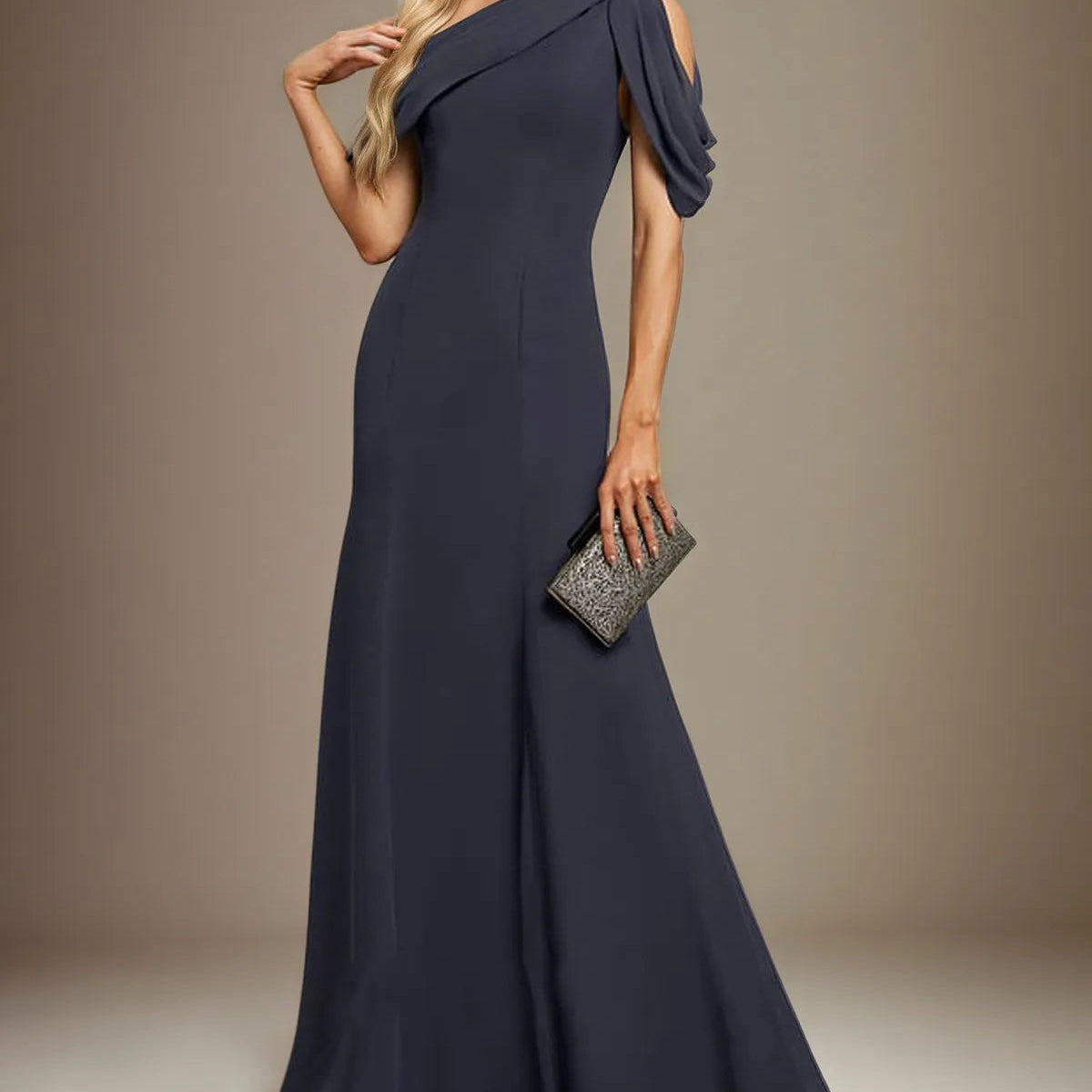 Trumpet/Mermaid One Shoulder Floor-Length Chiffon Dress With Pleated