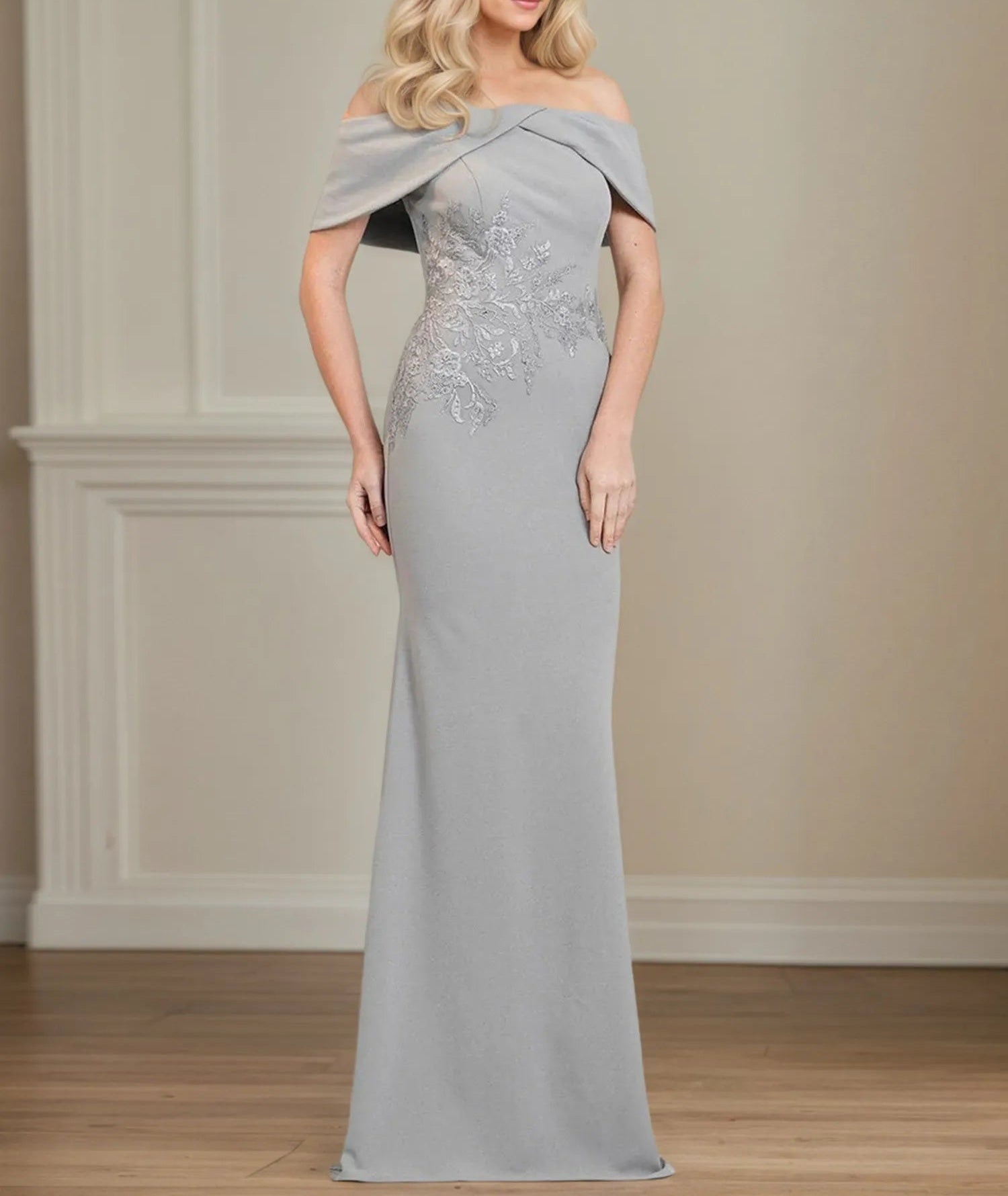 Trumpet/Mermaid Off the Shoulder Floor Length Stretch Crepe Mother Of the Bride Dress