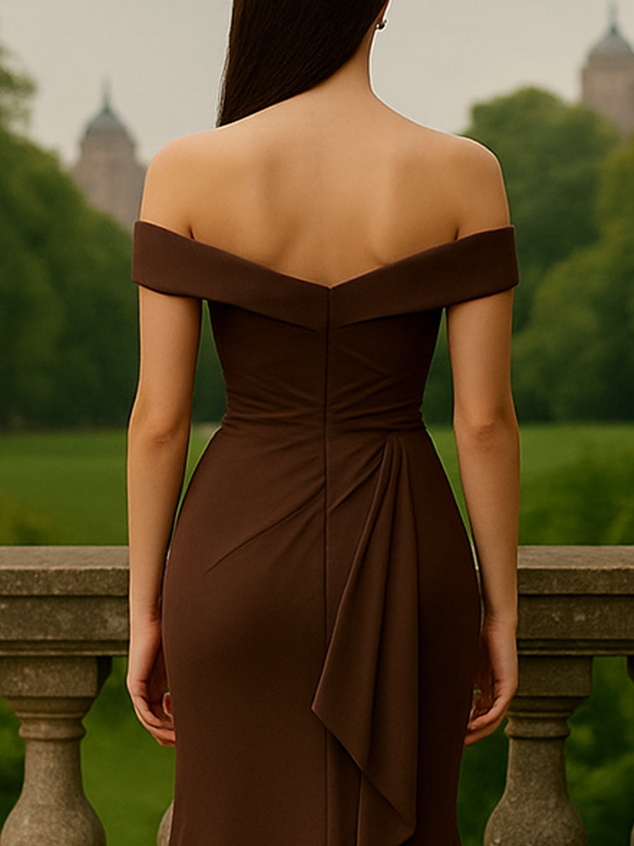 Mermaid Satin Maxi Mother of the Bride Dress with Ruffles