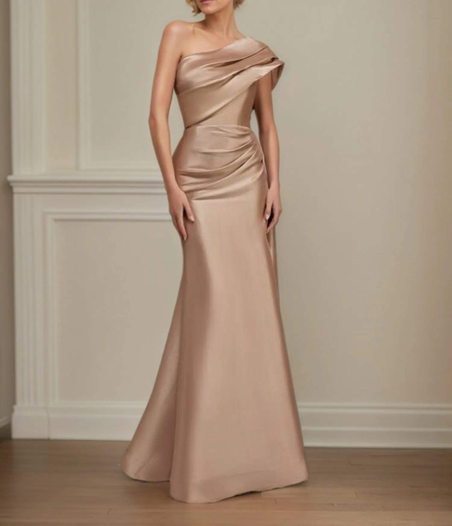 Trumpet/Mermaid One Shoulder Sleeveless Satin Mother of the Bride Dress With Ruched