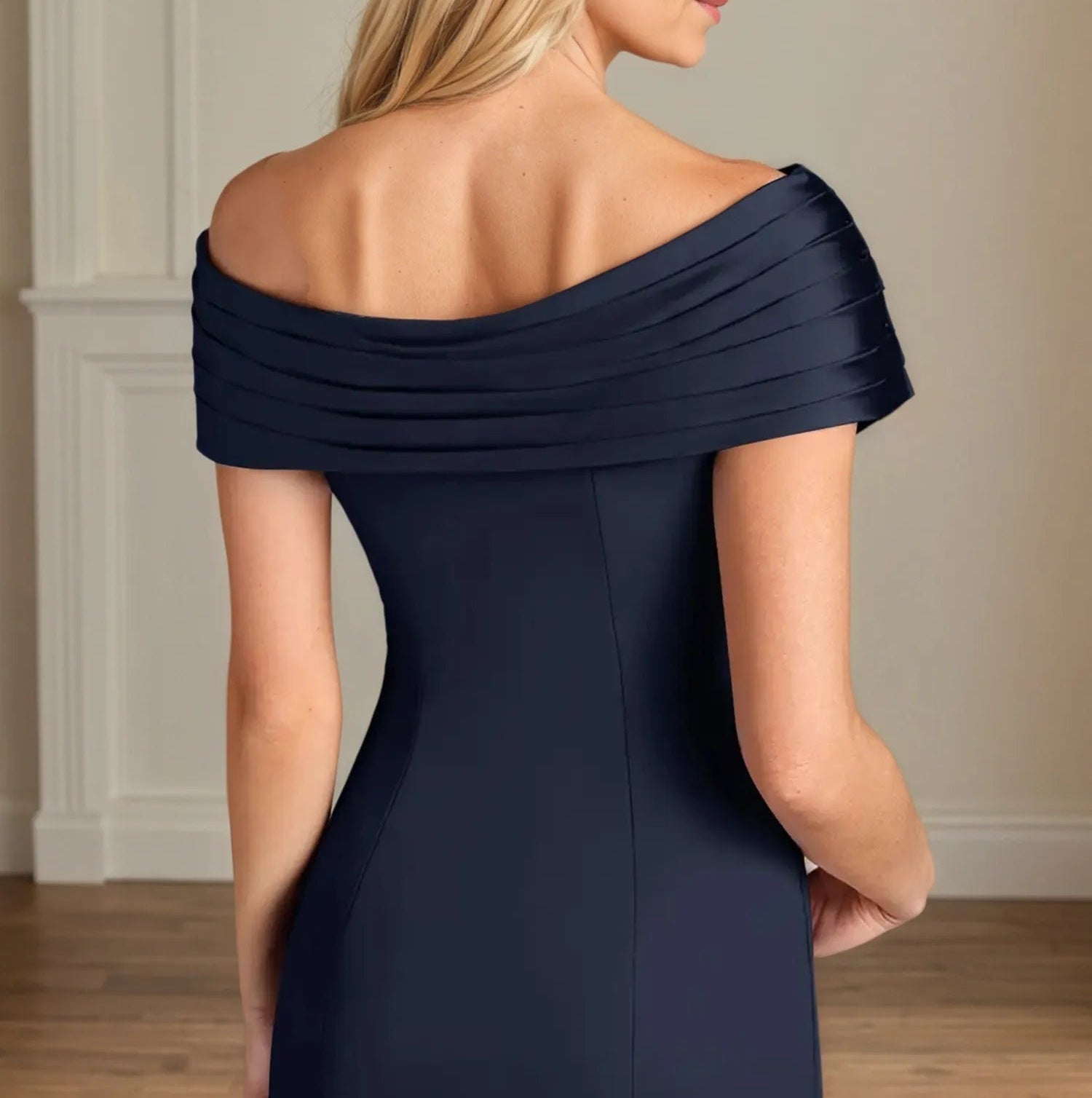 Trumpet/Mermaid Boat Neck Cap Sleeves Stretch Crepe Mother of the Bride Dress