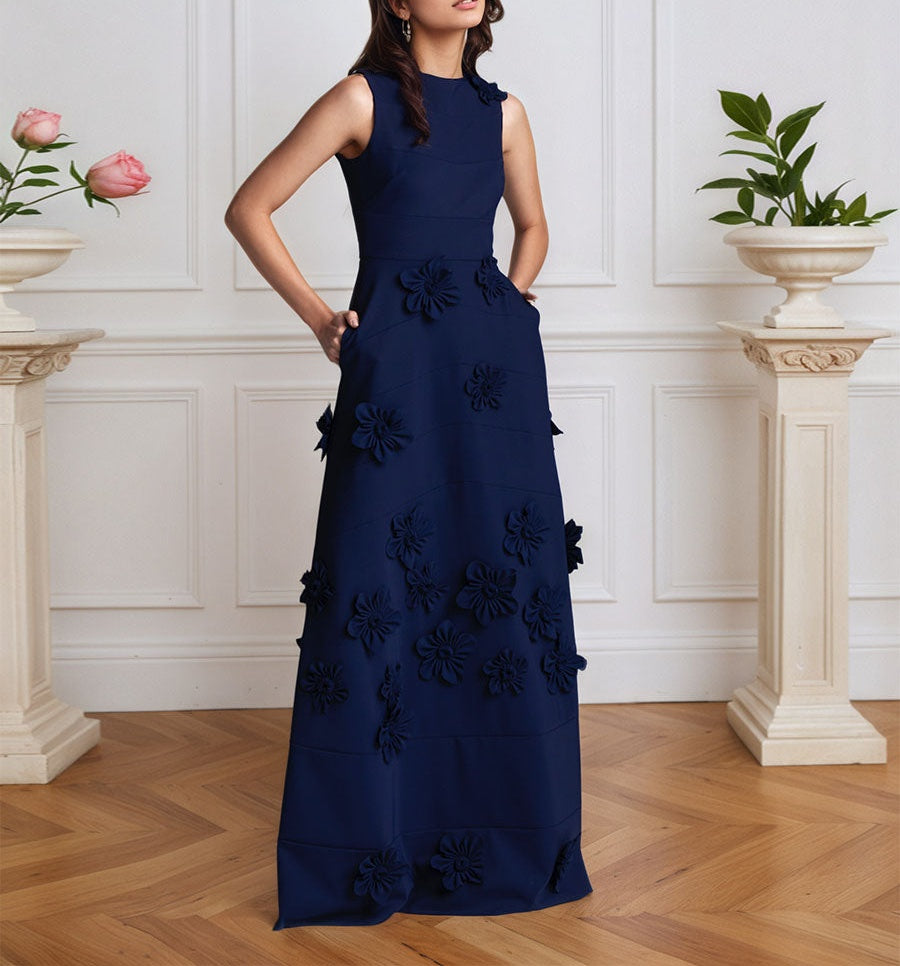 Lilac 3D Floral Sheath Formal Gown with Ruffle Sleeves
