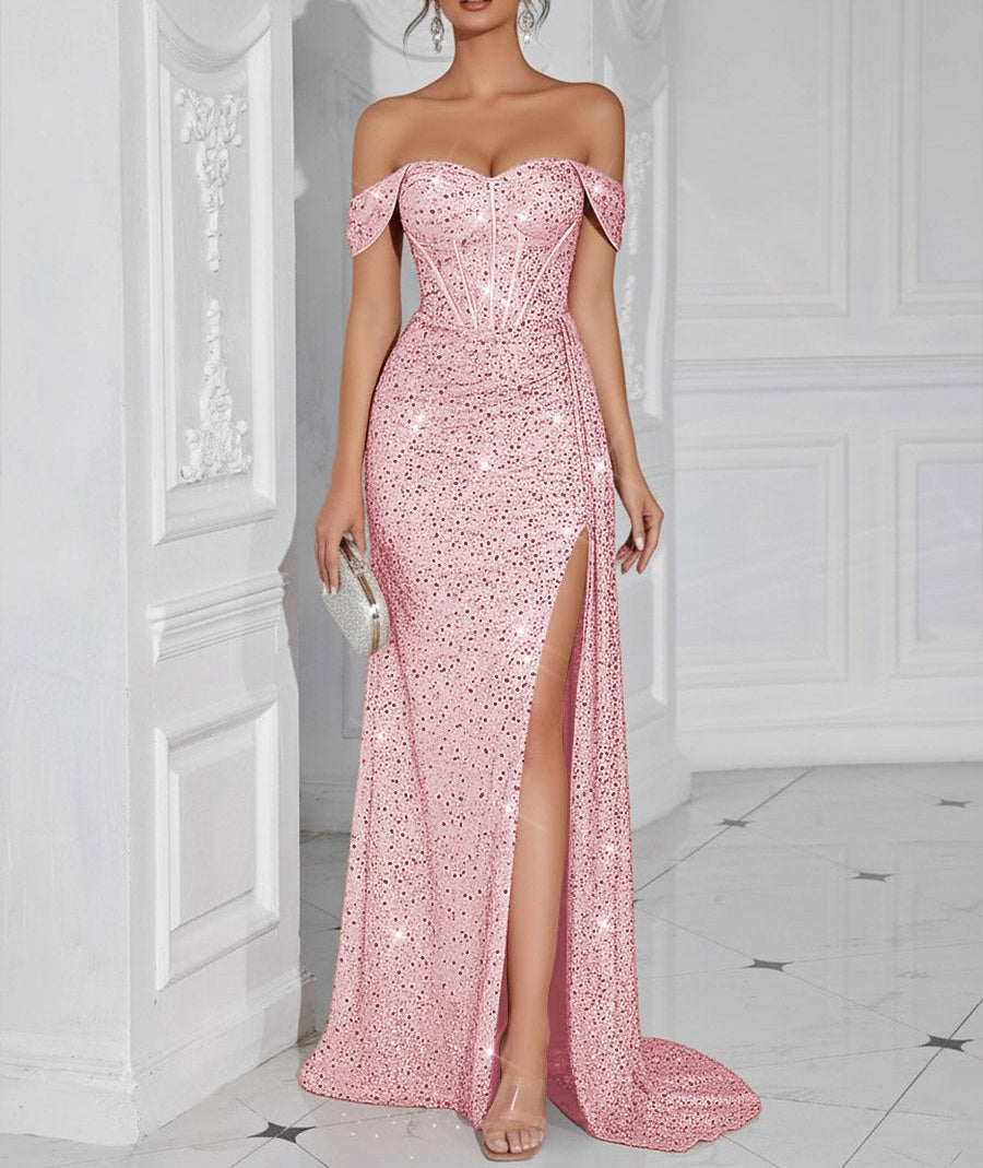 retro mermaid dress Vintage Off Shoulder Corset Long Prom Dresses with Slit Vintage Black Rose Print Begin measuring from the resort wear clothing Size:2XL: M 13-14