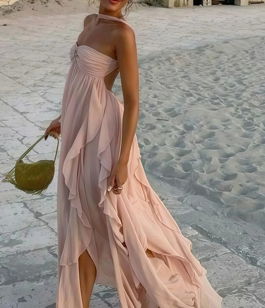 A-Line/Princess Convertible Ruffle Floor-Length Wedding Guest Dresses