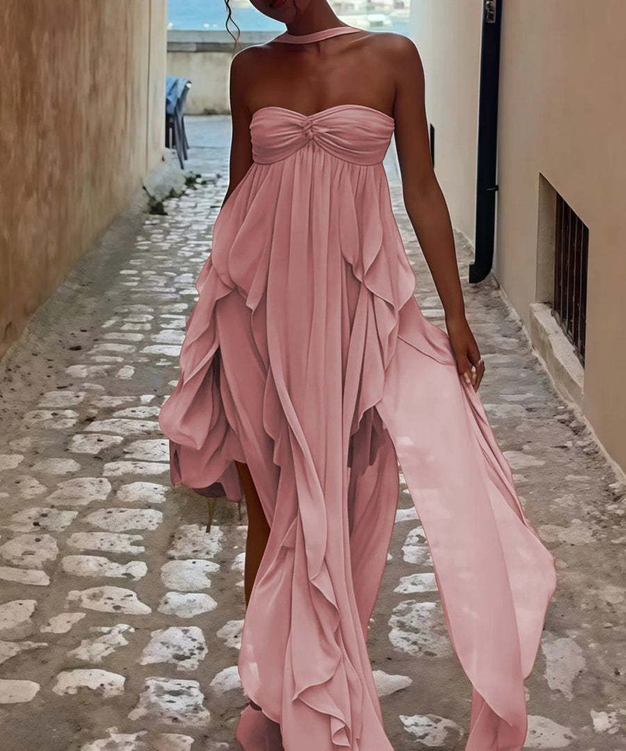 A-Line/Princess Convertible Ruffle Floor-Length Wedding Guest Dresses