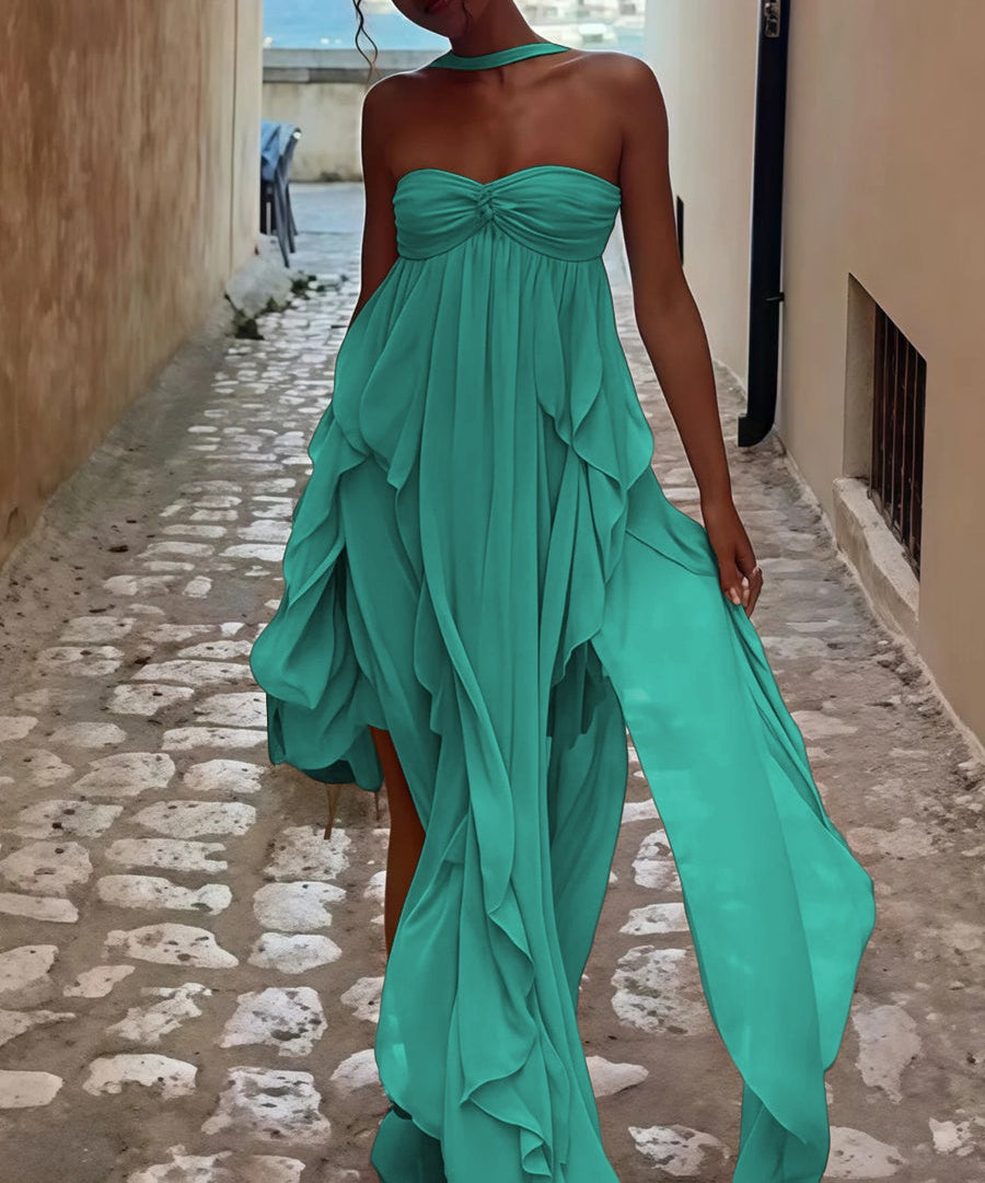 A-Line/Princess Convertible Ruffle Floor-Length Wedding Guest Dresses