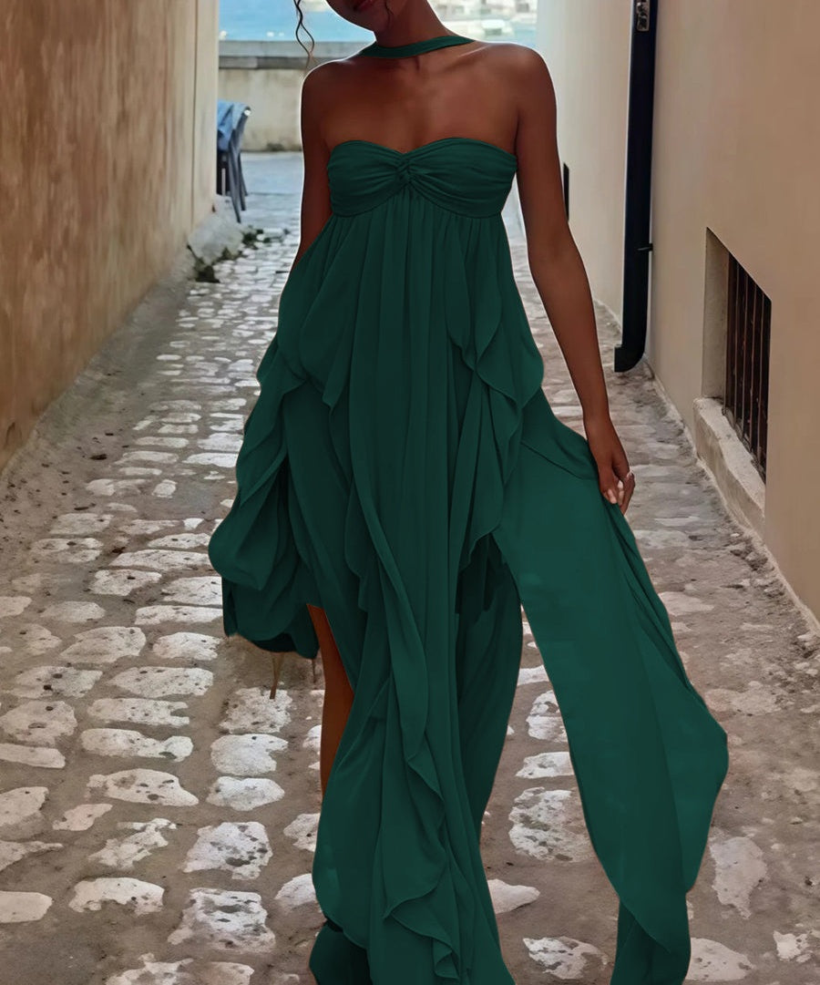 A-Line/Princess Convertible Ruffle Floor-Length Wedding Guest Dresses