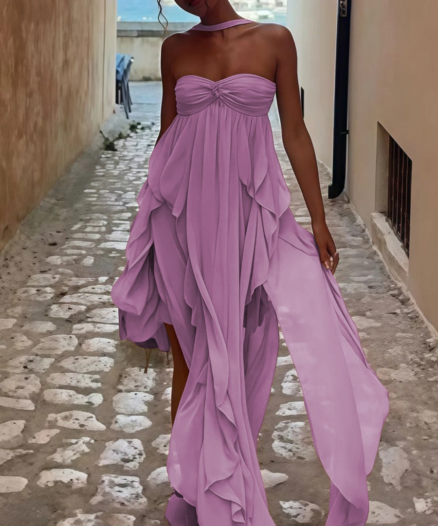 A-Line/Princess Convertible Ruffle Floor-Length Wedding Guest Dresses