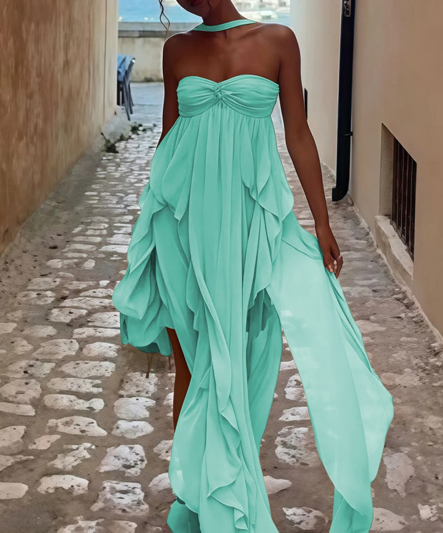 A-Line/Princess Convertible Ruffle Floor-Length Wedding Guest Dresses