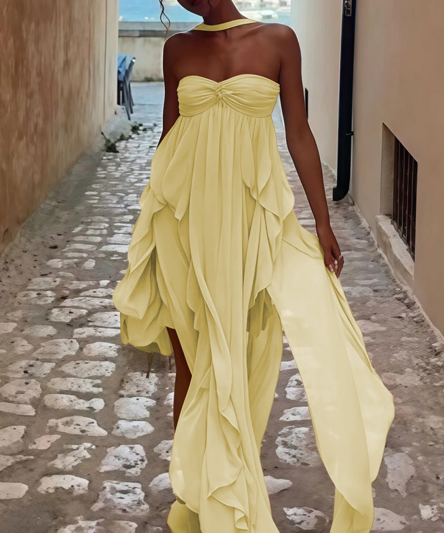 A-Line/Princess Convertible Ruffle Floor-Length Wedding Guest Dresses