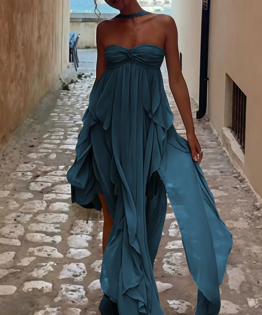 A-Line/Princess Convertible Ruffle Floor-Length Wedding Guest Dresses