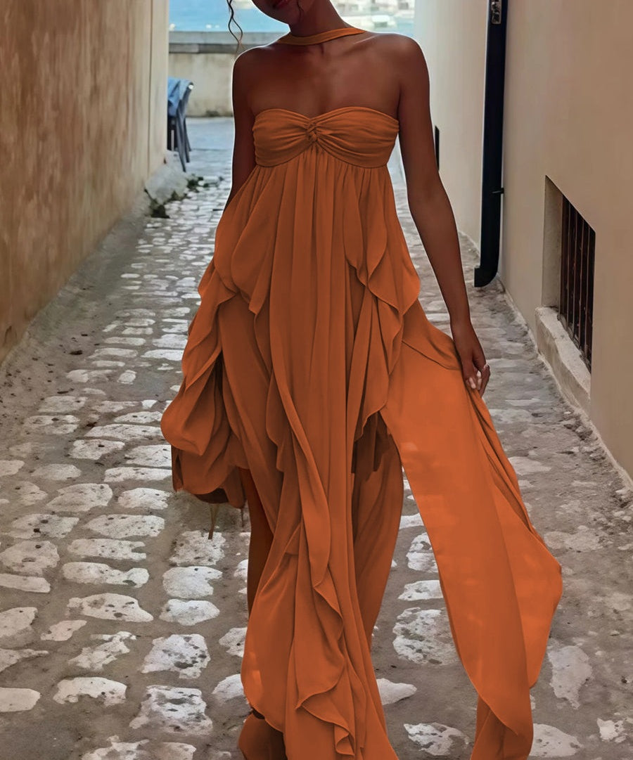 A-Line/Princess Convertible Ruffle Floor-Length Wedding Guest Dresses