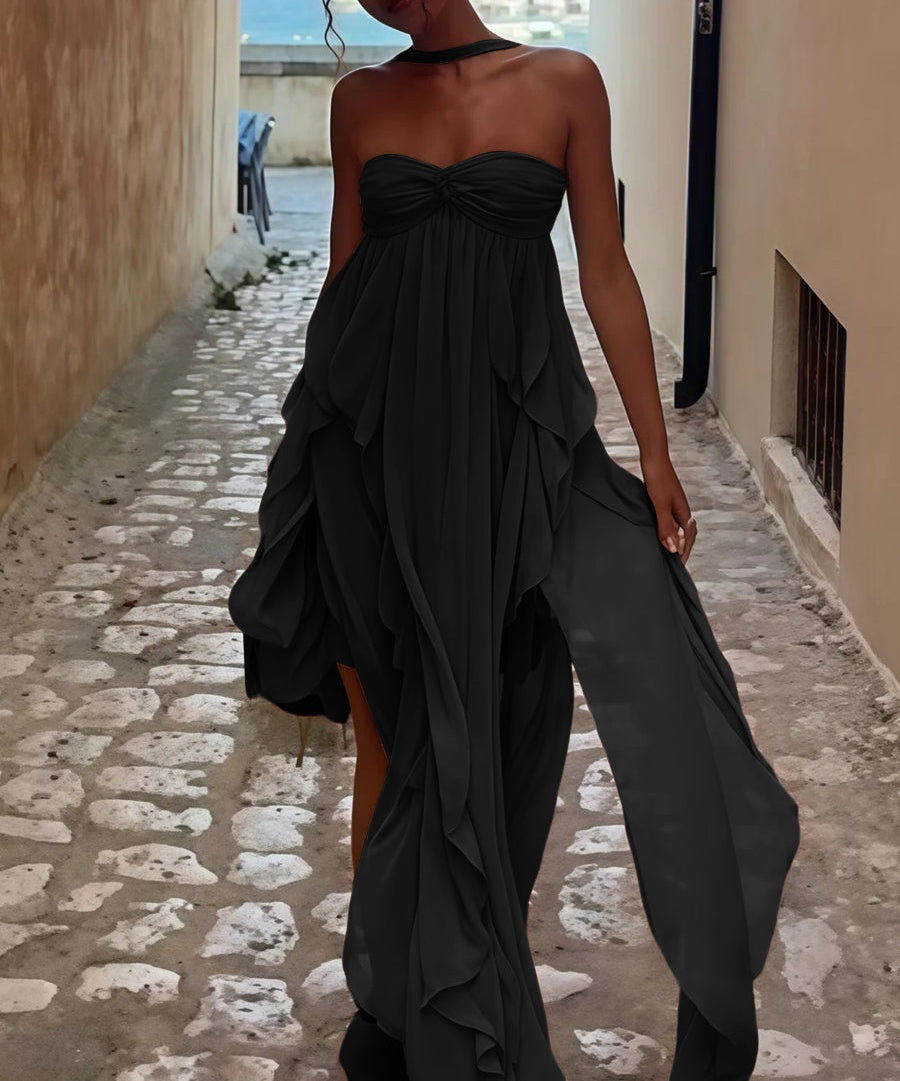 A-Line/Princess Convertible Ruffle Floor-Length Wedding Guest Dresses