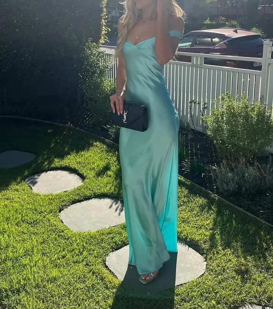Mermaid/Trumpet Off Shoulder Satin Floor-Length Formal Dresses