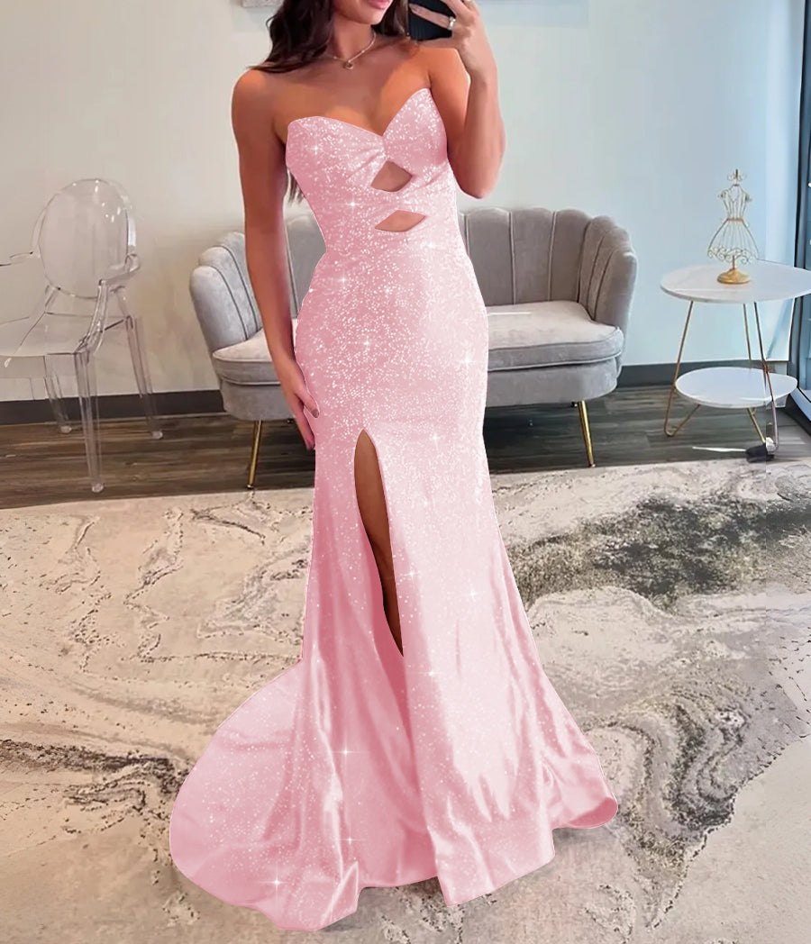 cut out dress prom A-Line/Princess Cut-Out Floor-Length Formal Prom Dresses with Beaded