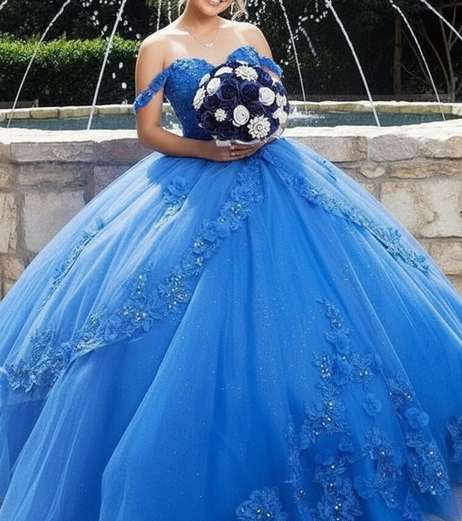 Ball Gown Off Shoulder Floor Length  Quinceanera Dress for 15th Birthday