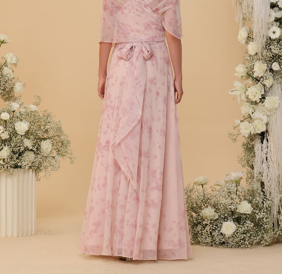 A-Line/Princess Ruched Floor-Length Convertible Bridesmaid Dresses with Floral Print