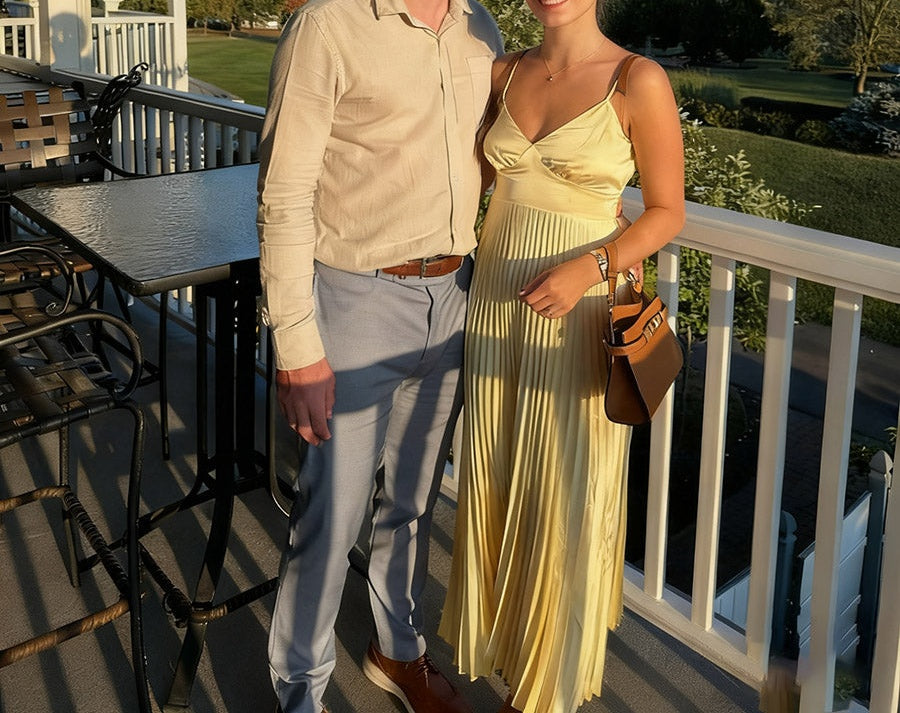 A-Line/Princess Spaghetti Strap Pleated Satin Floor-Length Prom Dresses