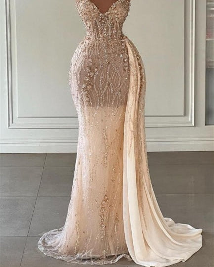 Charming Sweetheart Sleeveless Mermaid Prom Dress With Beads Long