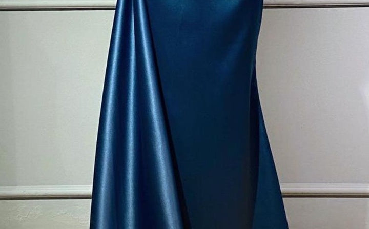 One Shoulder Blue Beading Sequns Long Mermaid Prom Dress