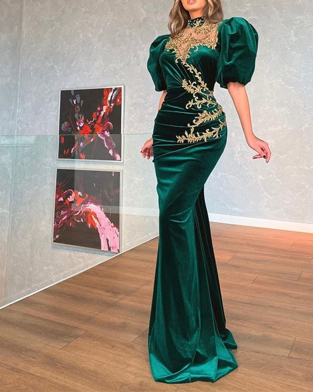 Dark Green One Shoulder Overskirt Prom Dress Slit Online