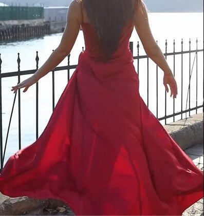 Gorgeous Red Sequined Long Prom Dress Mermaid With Split