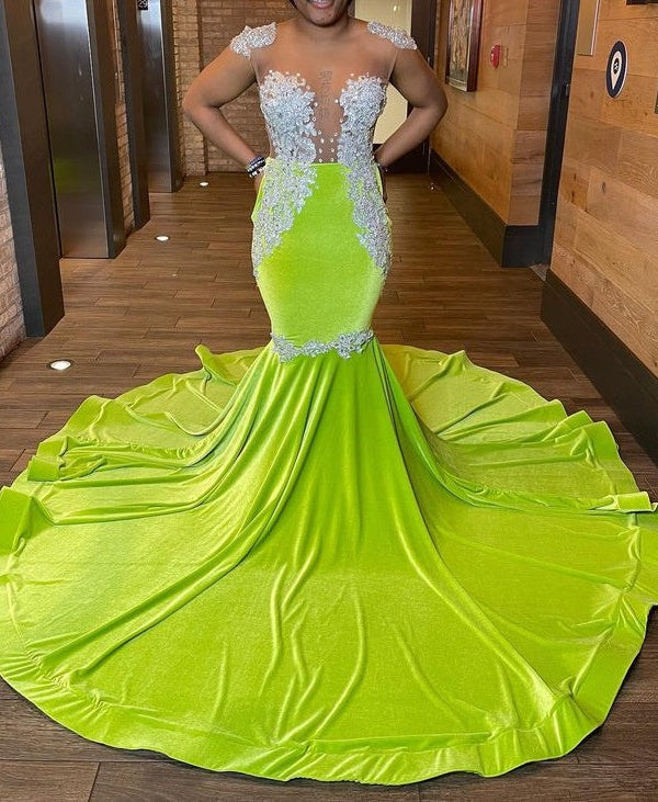 Chic Sleeveless Backless Mermaid Prom Dress With Beading
