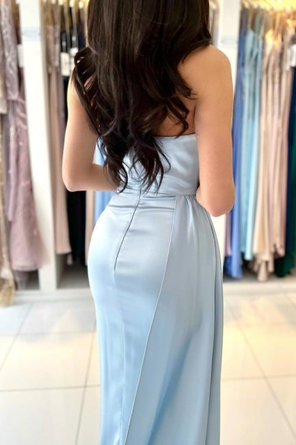Fabulous Mermaid Sleeveless Graduation Dresses Long Blue Prom Dresses