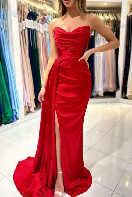 Modern Sweetheart Sleeveless Mermaid prom Dresses With Front Split