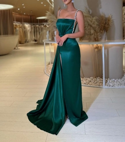 Modern Spaghetti-Straps Sleeveless Long prom Dresses Sequined