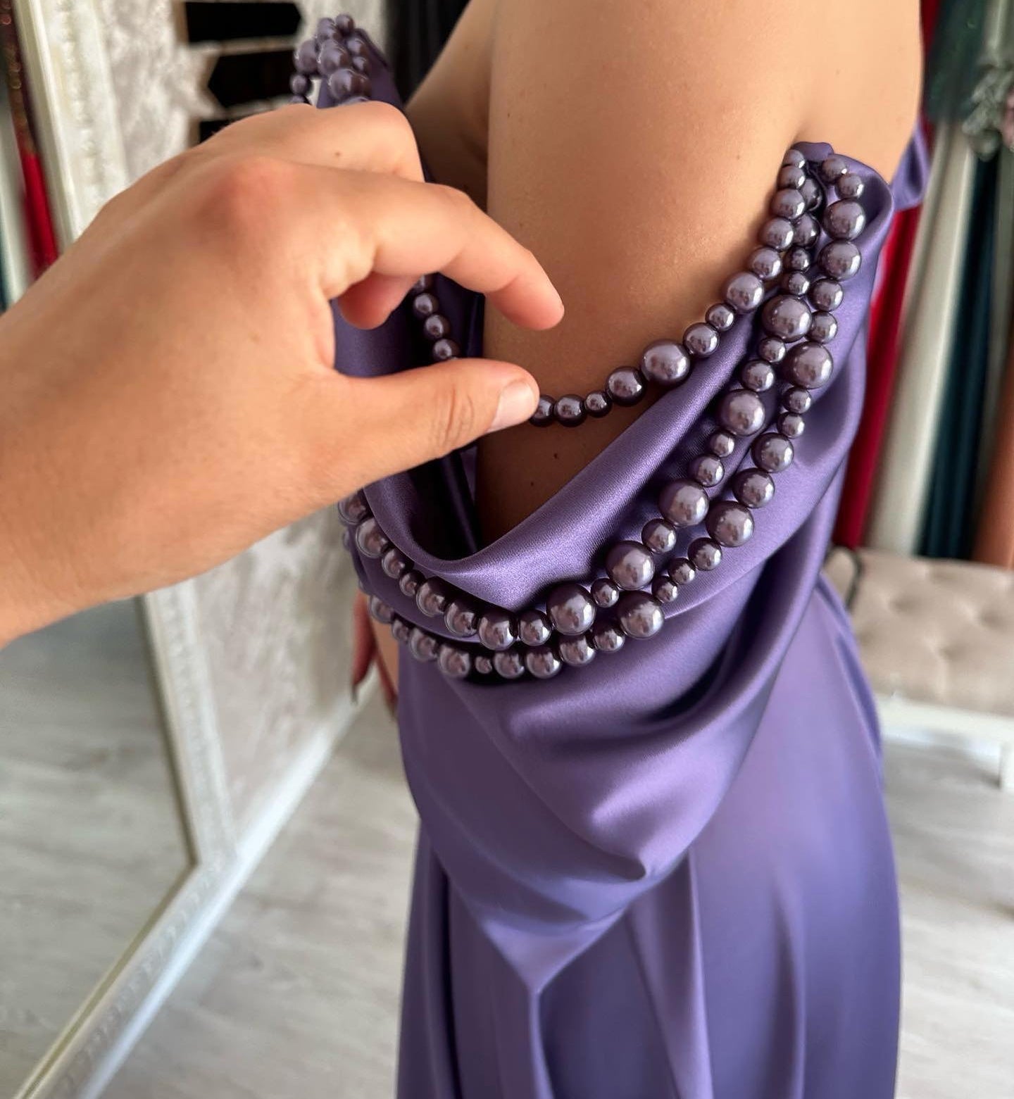 Elegant Long Purple Off-the-Shoulder Sleeveless Prom Dresses Long Slit Online