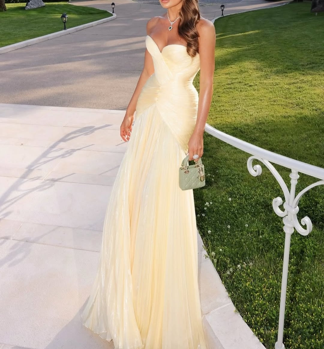 Gorgeous Daffodil Sweetheart Mermaid Prom Dress Long With Pleats On Sale
