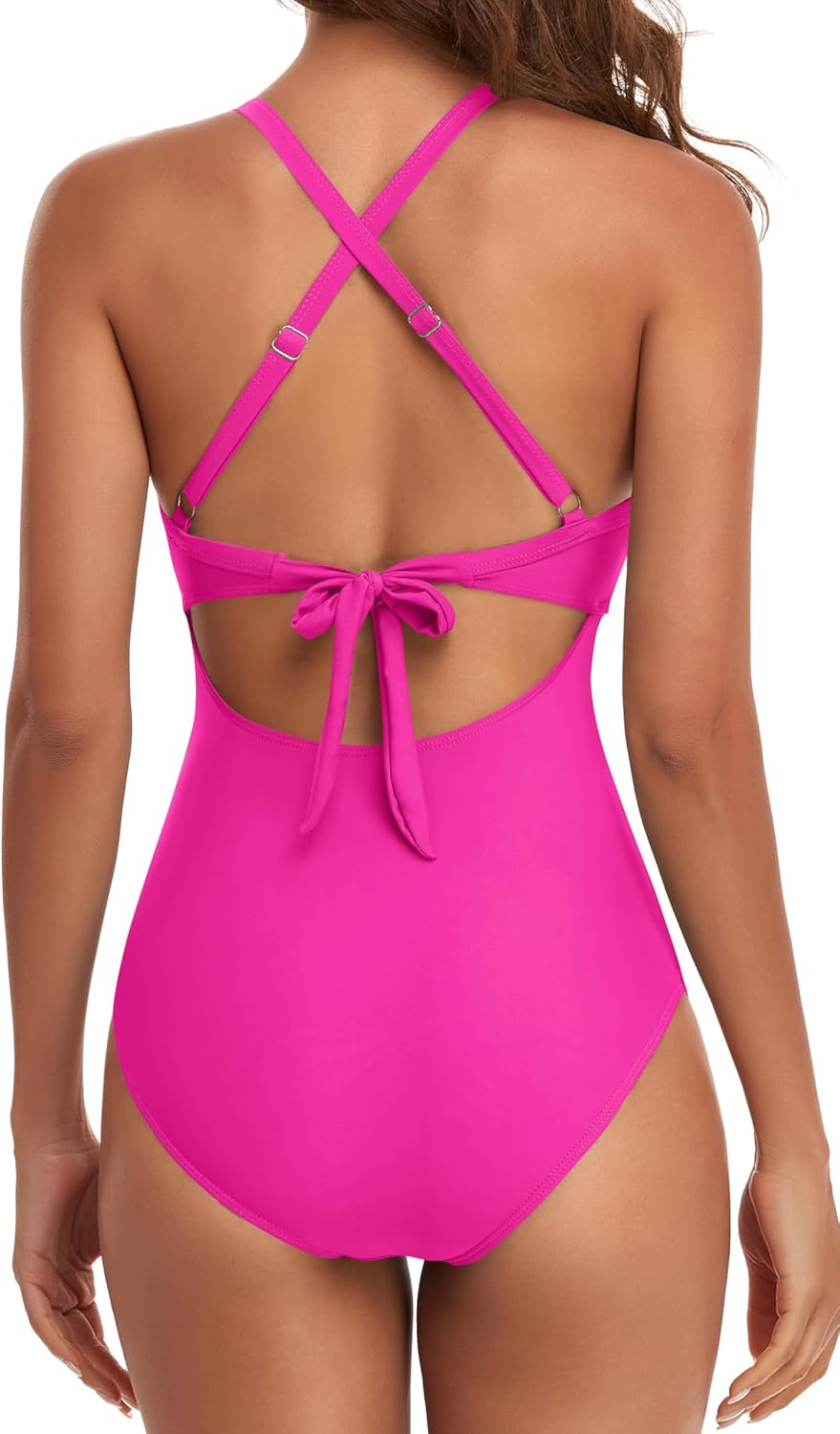 OmbreSwim - Women's One Piece Swimsuits Tummy Control Cutout High Waisted Bathing Suit Wrap Tie Back