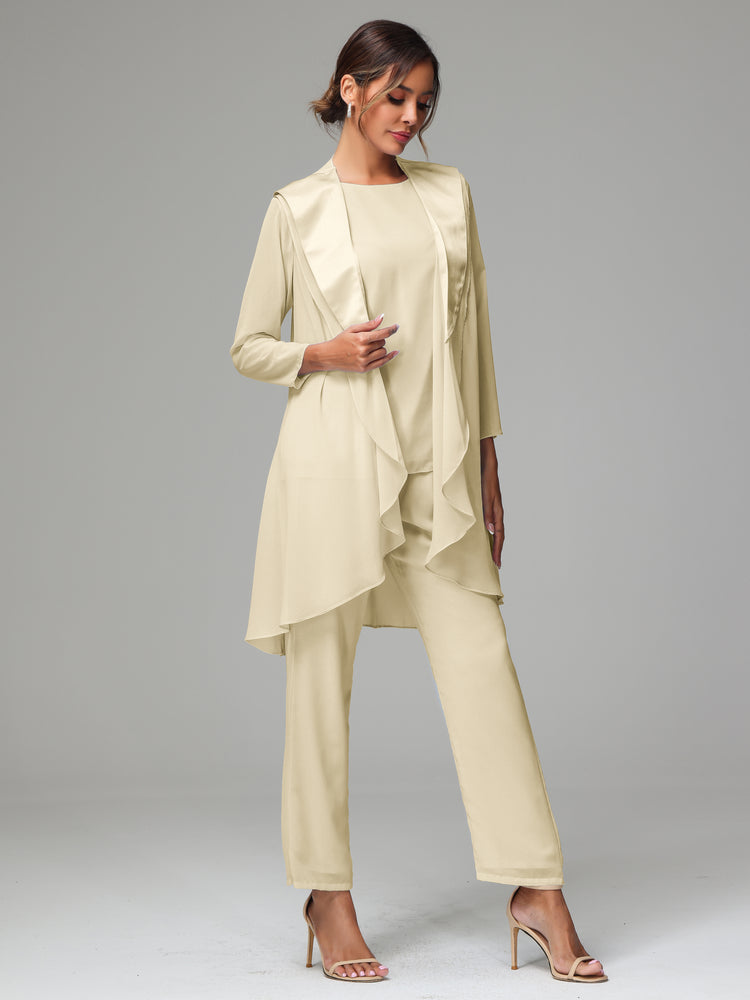 3 Pieces Chiffon Elegant Mother Of The Bride Dress Pants Suits — free download