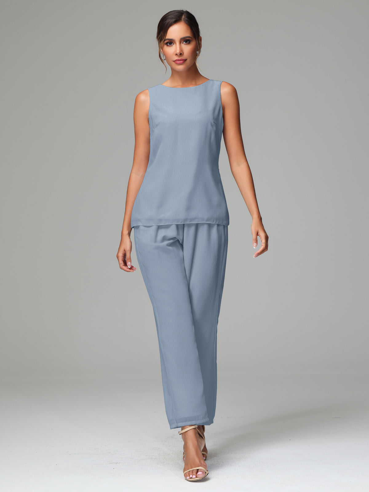 3 Pieces Chiffon Fancy Mother Of The Bride Dress Pants Suits