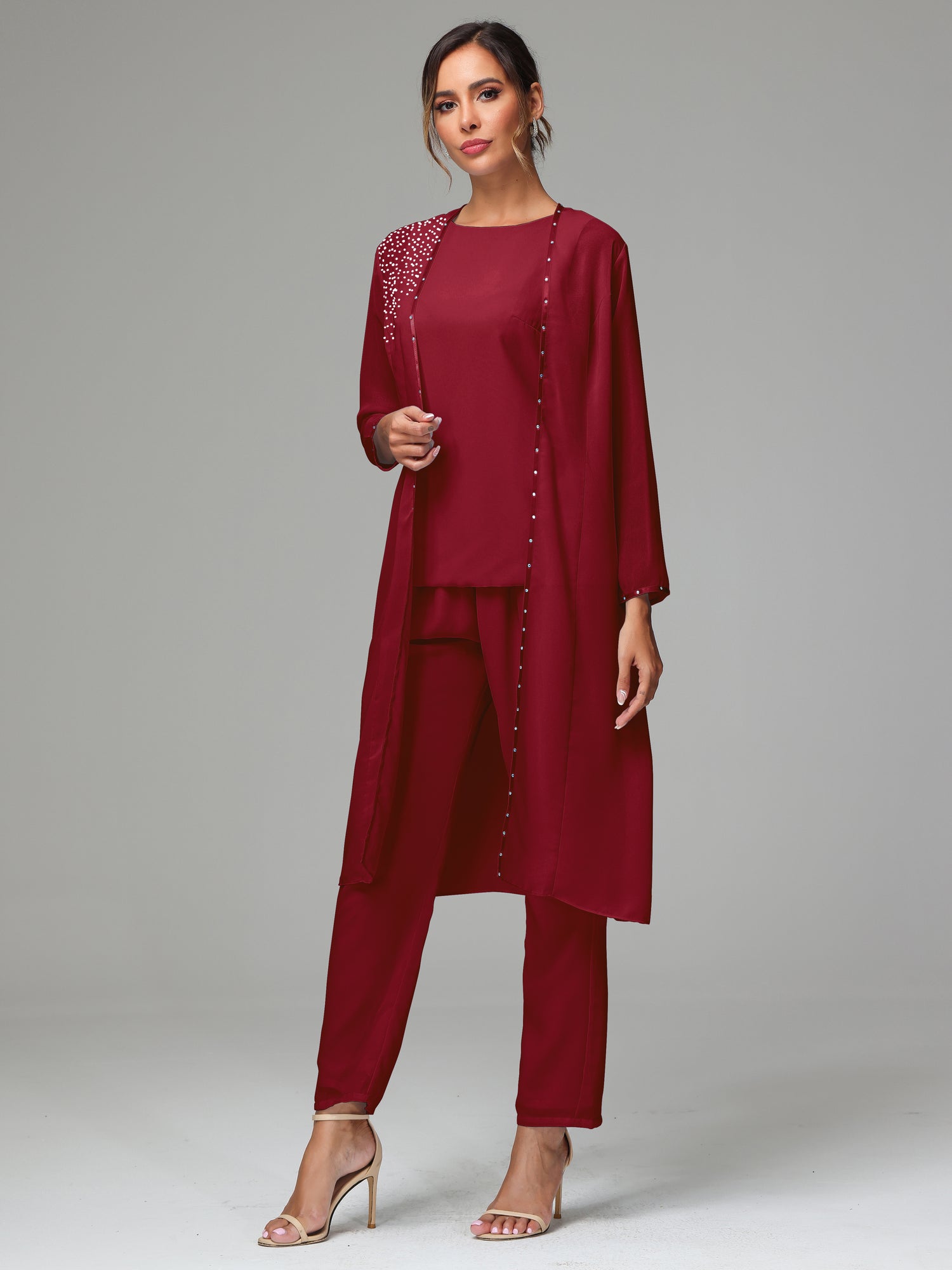 Burgundy mother of deals the bride pant suit