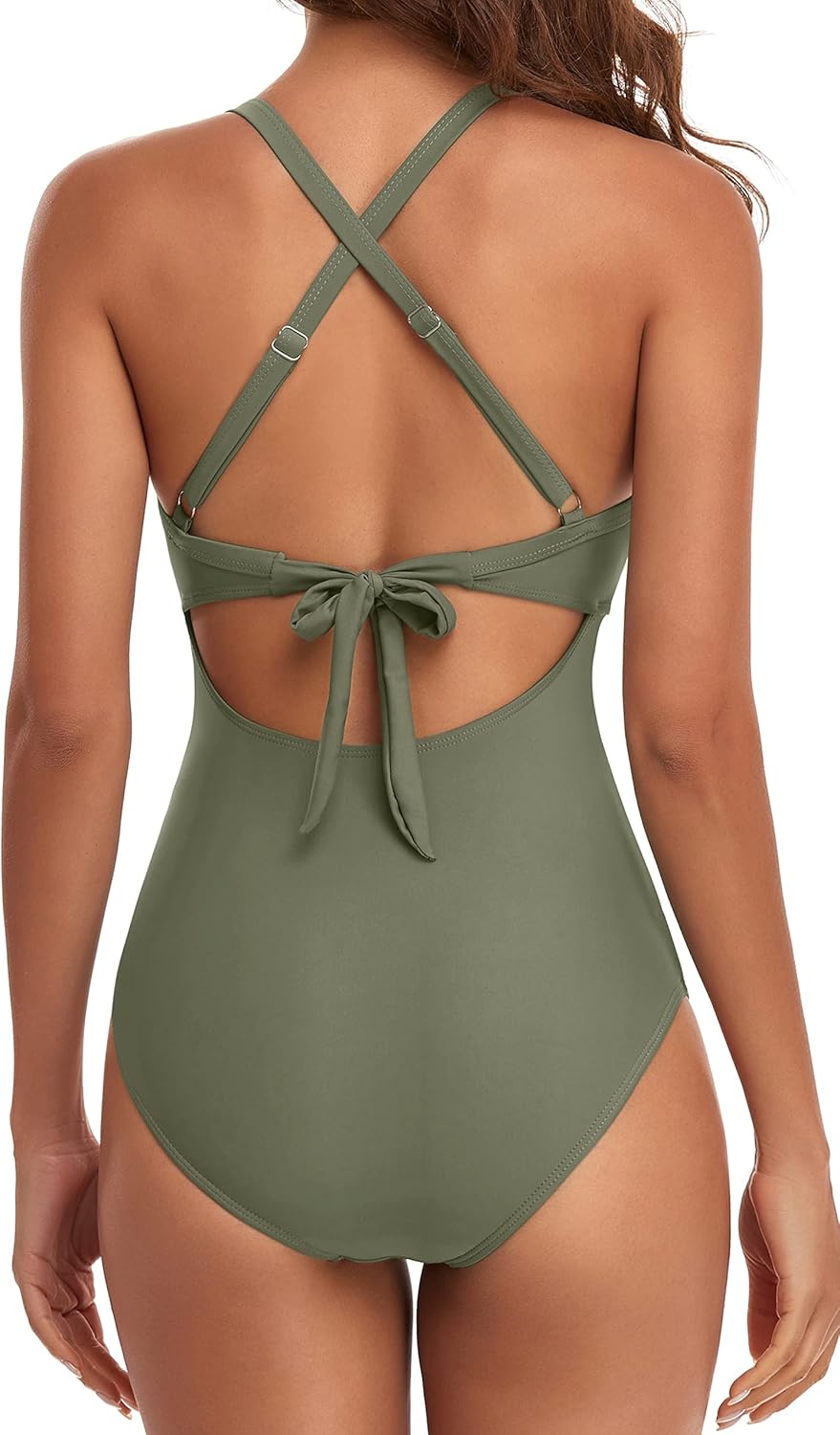 OmbreSwim - Women's One Piece Swimsuits Tummy Control Cutout High Waisted Bathing Suit Wrap Tie Back