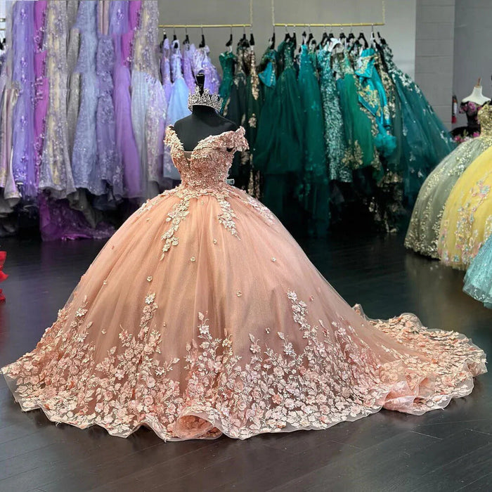 Ball Gown Wedding Dresses 2025 Sweetheart Off Shoulder 3D Flower Bridal Dress Sweep Train Plus Size robe de soirée de mariage main image 1